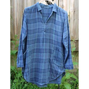 CP Shades - Teton Tunic in Double Cotton Plaid FLANNEL, Plaid + Stripe, Med